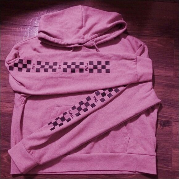 Women’s Pink Vans Cropped Hoodie Sweatshirt “Off The Wall” Large - Picture 1 of 4